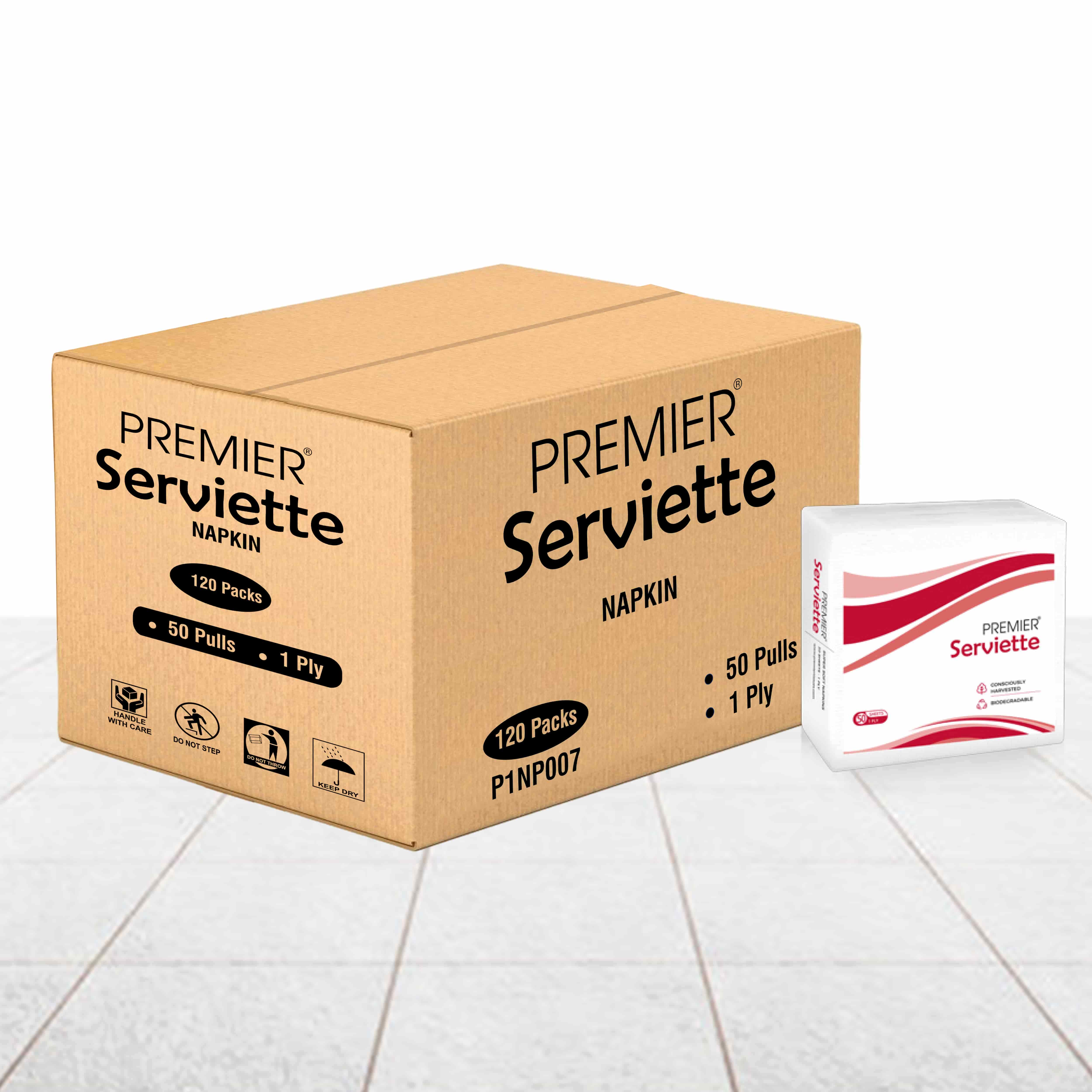 Premier Tissue Paper Serviettes 50s White